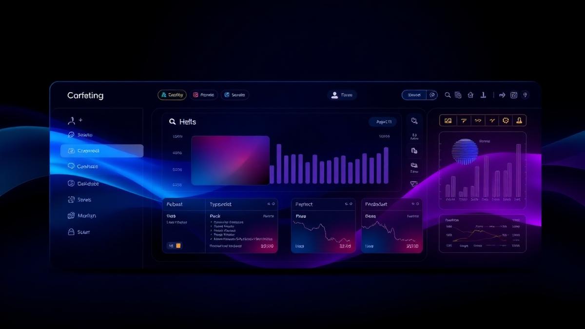Detailed dark dashboard interface concept for a STRONG 8K reseller panel with glowing gradient data cards